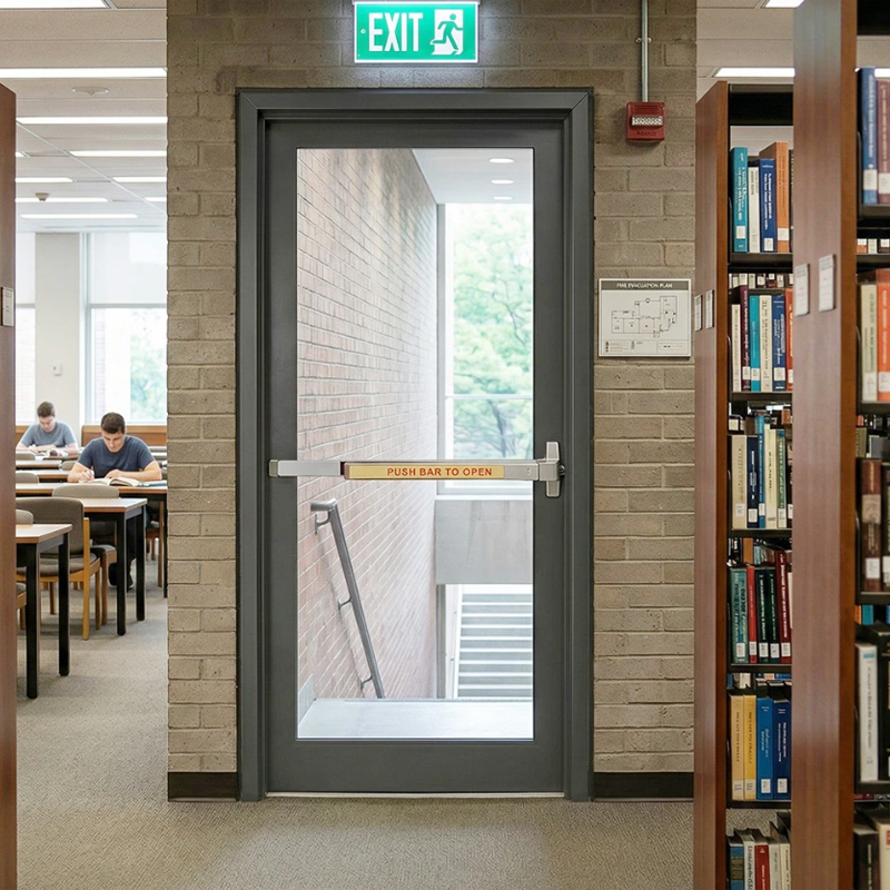 Glass Emergency Exit Door With Push Bar