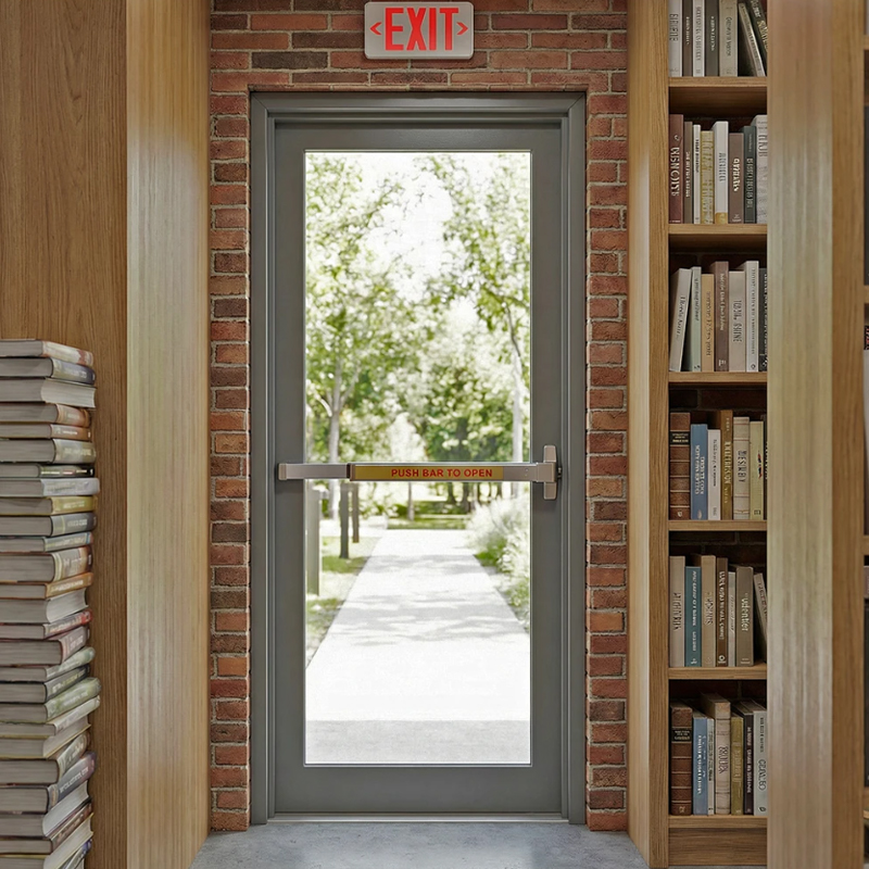 Glass Emergency Exit Door With Push Bar