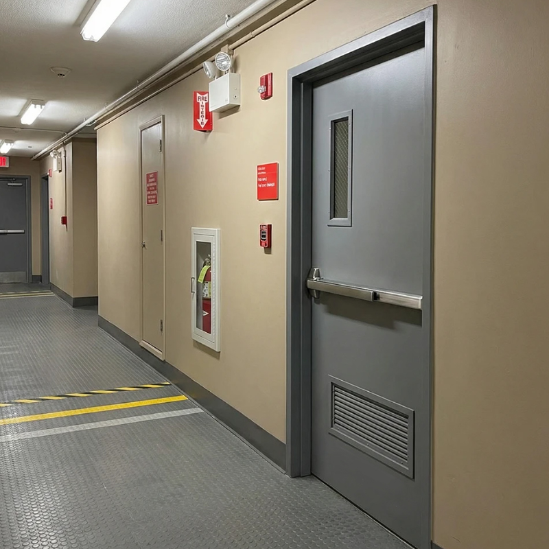 Emergency Exit Door With Bottom Louver