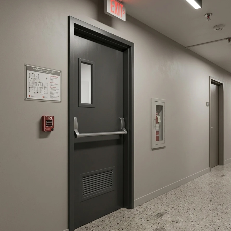 Fire-Resistant Exit Door With Vision Panel Fire-Resistant Exit Door With Vision Panel